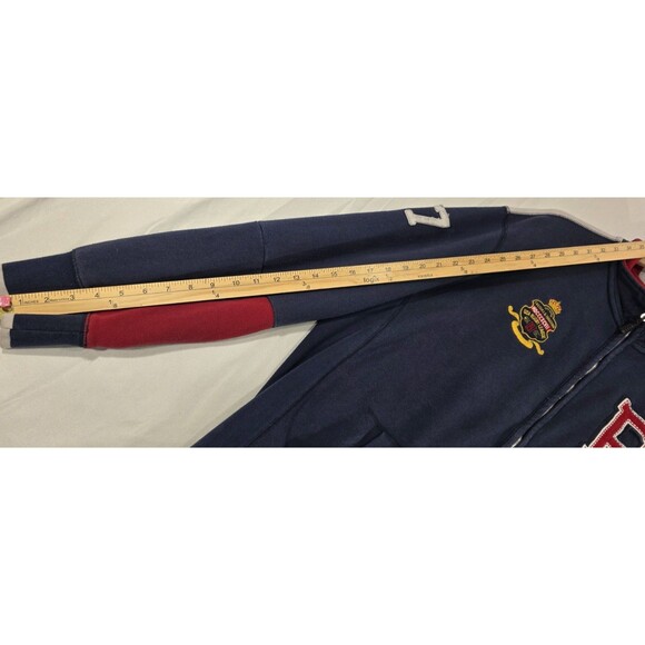 Vintage 90s Rugby USA Starter Jacket Varsity Letterman Patches Zip Navy Blue 2XL - Picture 15 of 16